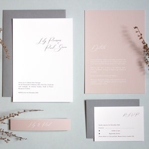 Rosa Wedding Invitation Set - Printed, Modern, Minimal Wedding Stationery