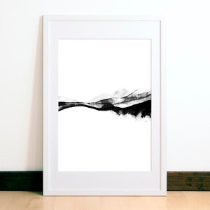 Hugel Landschaft Aquarell Druck Einfache Monochrome Aquarell Etsy