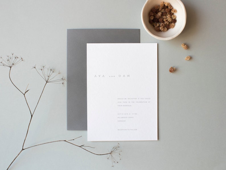 Modern, Minimal Wedding Invitation Clear Invite Minimalistic Wedding Invitation Catherine Printed Wedding Invitation Simple Invite image 1