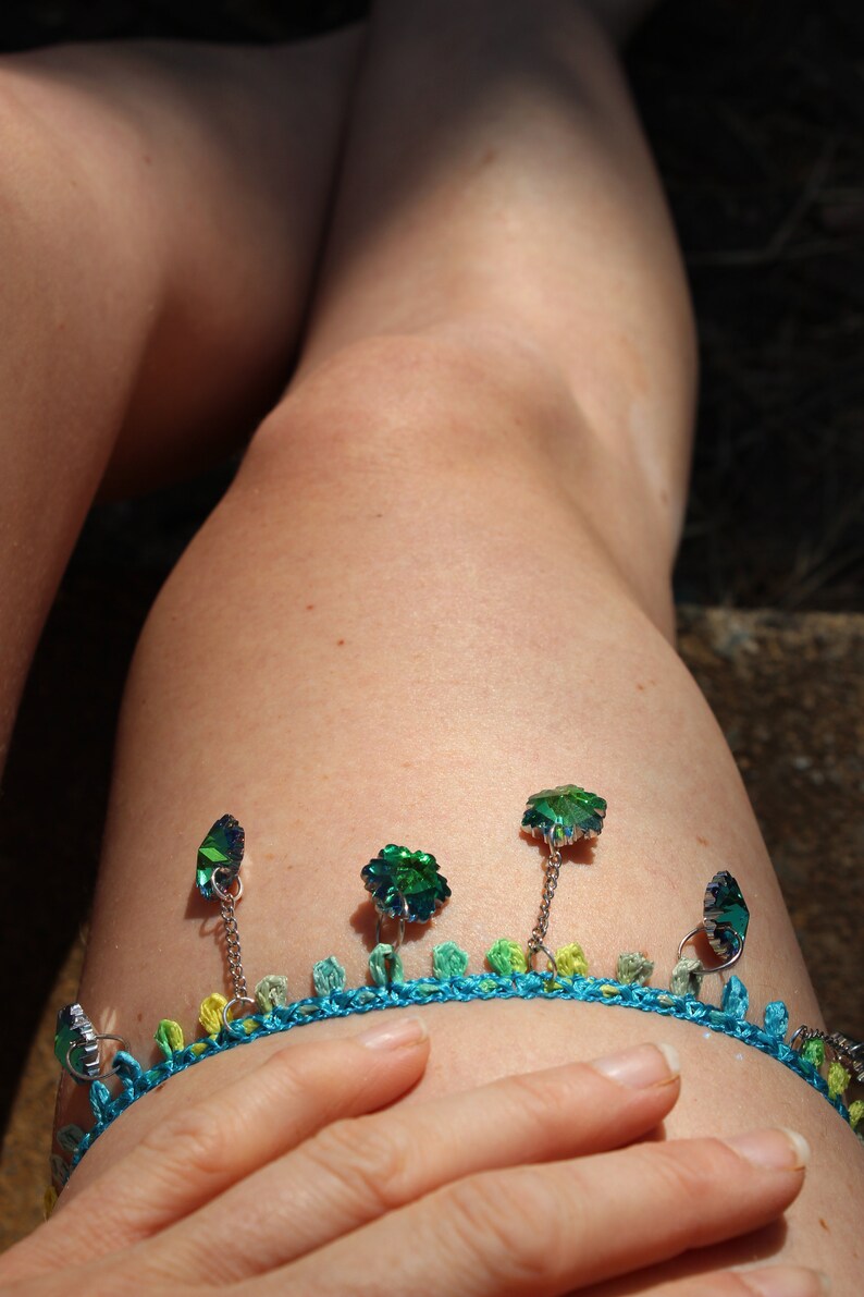 Wedding garter Leg jewelry Hippie thigh jewelry Thighlette Thigh High Garter Hippie accessories. Boho leg wear Summer body jewelry