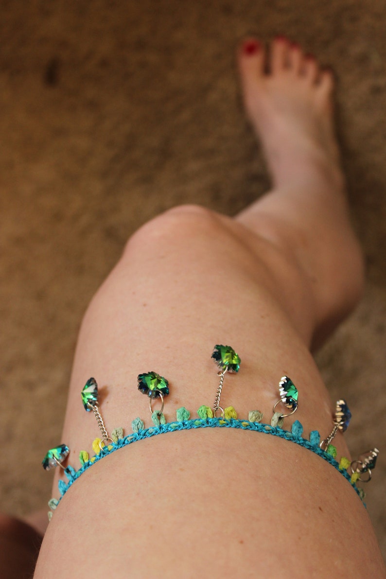 Wedding garter Leg jewelry Hippie thigh jewelry Thighlette Thigh High Garter Hippie accessories. Boho leg wear Summer body jewelry