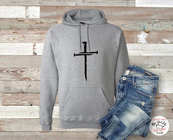 Christian Cross Made of Nails Hoodie Sweatshirt Faith Hoodie - Etsy