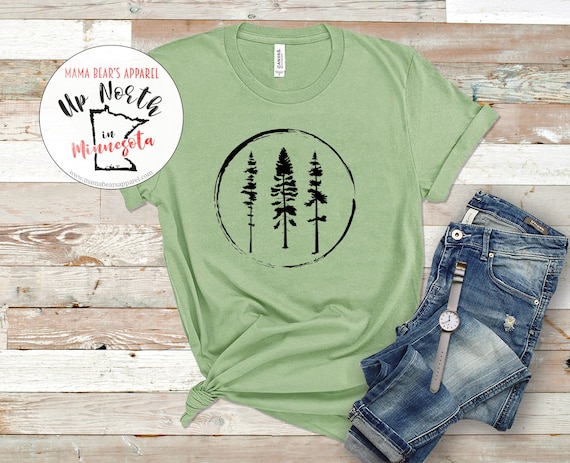 Women's Skinny Pine Tree T-Shirt - Hiking & Camping Graphic Tee With Wanderlust Design