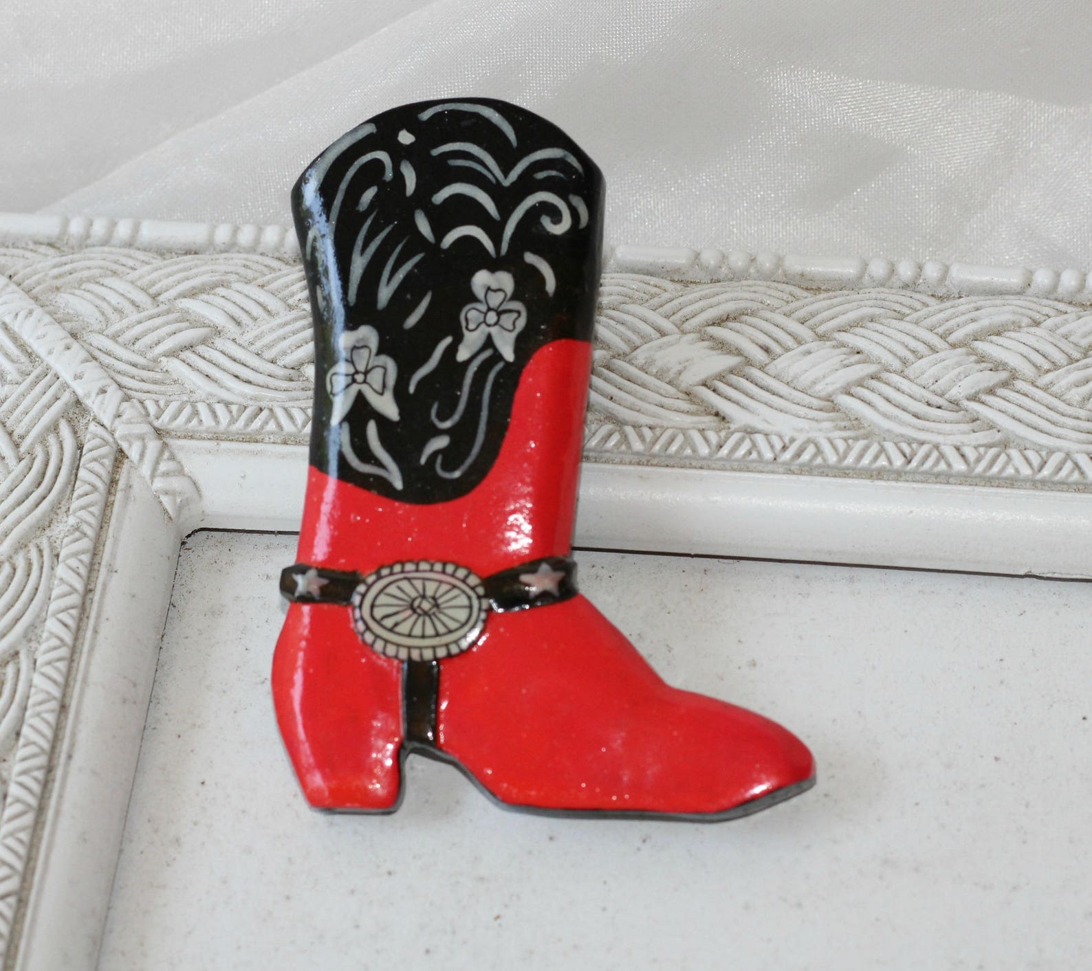 Western Scarf Slide for Men / Women Wooden Boot Tie Slide Red Etsy