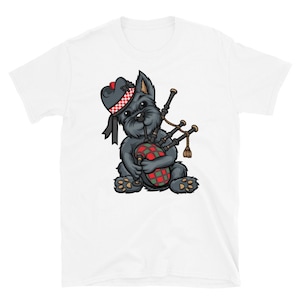 Funny Tartan Day Scotland Scottish Terrier Bagpipe Short-Sleeve Unisex T-Shirt
