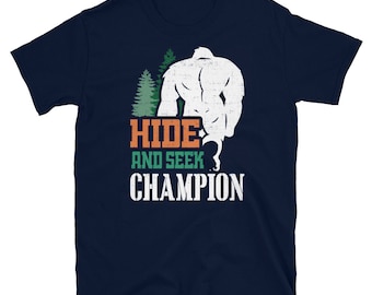 Cryptid Bigfoot Sasquatch Yeti Hide and Seek Champion Short-Sleeve Unisex T-Shirt