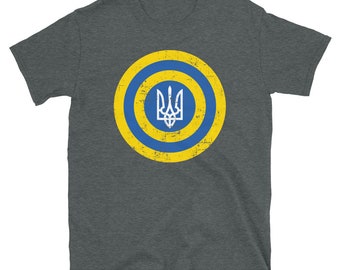 Captain Ukraine Eastern Europe Kyiv Solidarity Distressed Short-Sleeve Unisex T-Shirt