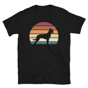 Retro Sunset Dog Pet Lover Belgian Shepherd Short-Sleeve Unisex T-Shirt