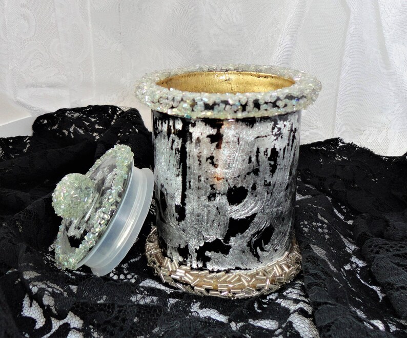 Cotton Pad Holder Decorated Glass Jar With Lid Glass Canister Etsy
