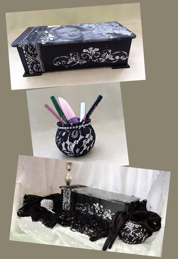 Dressing Table Set Dressing Table Organizer Black Jewelry Box Etsy