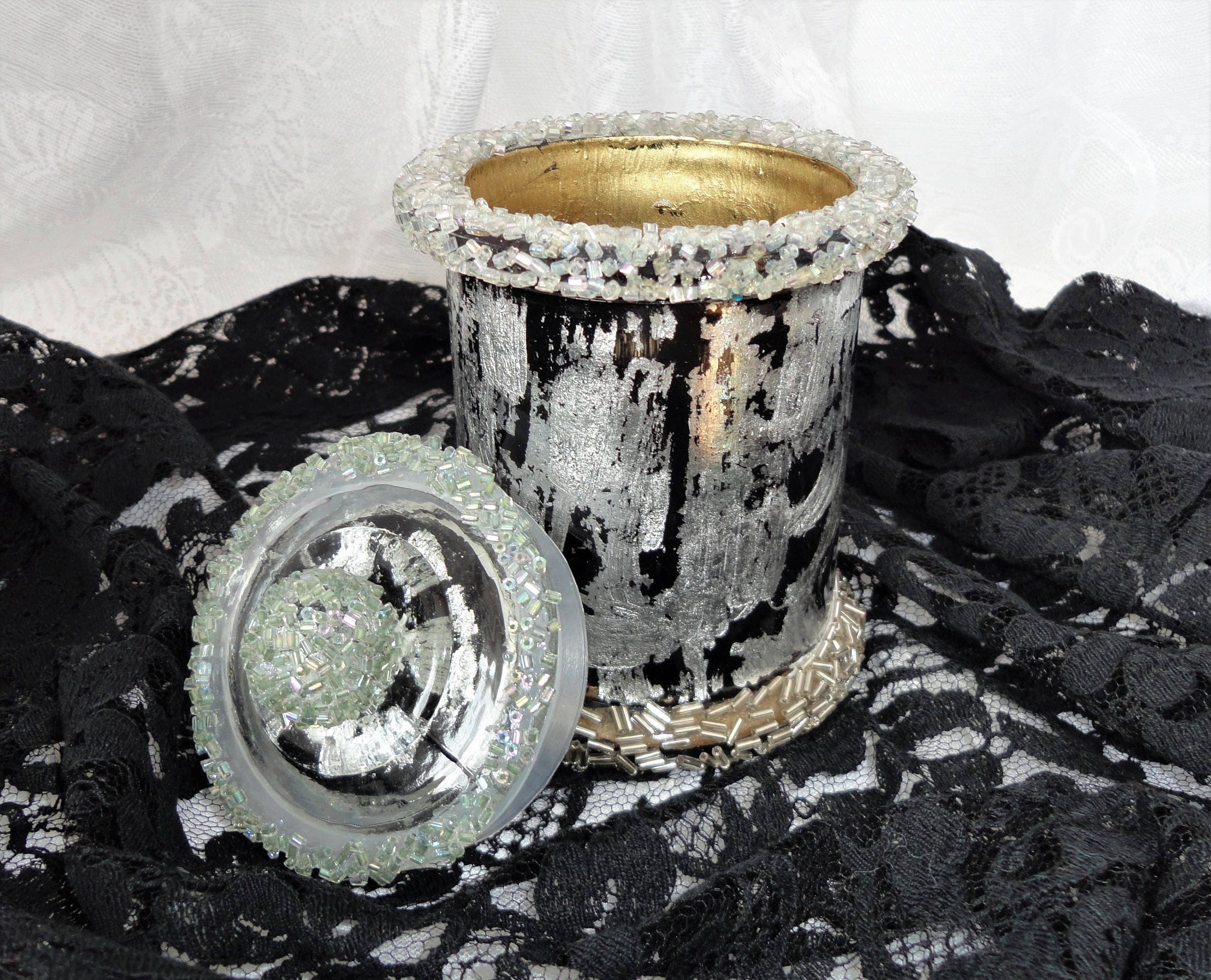 Cotton Pad Holder Decorated Glass Jar With Lid Glass Canister Mason Jar