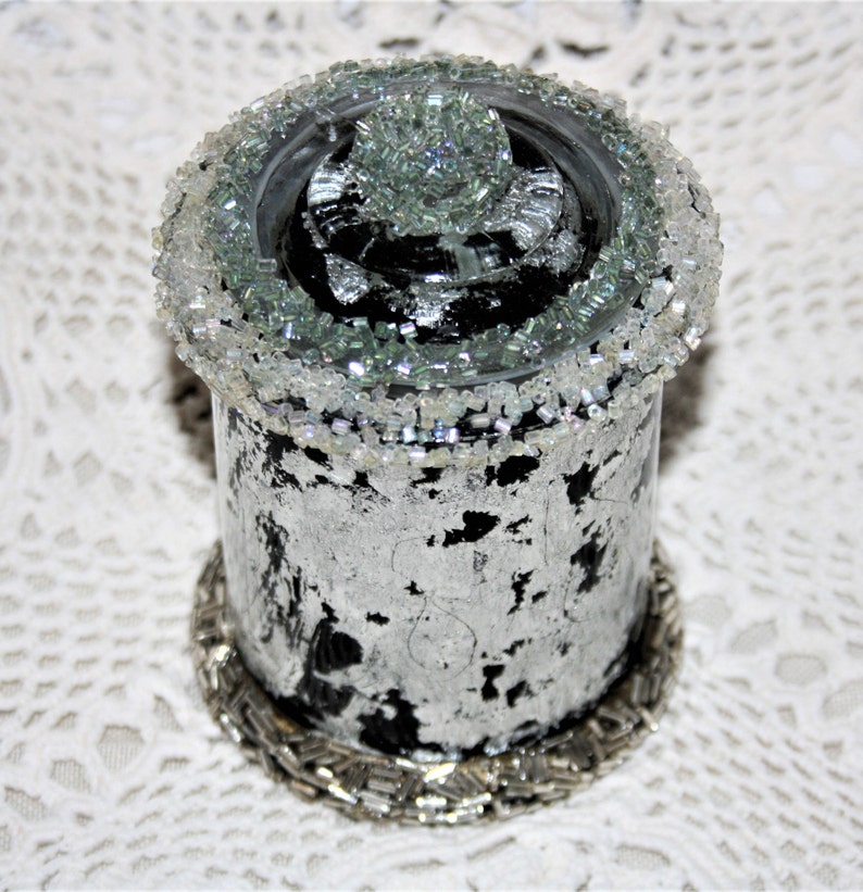 Cotton Pad Holder Decorated Glass Jar With Lid Glass Canister Etsy