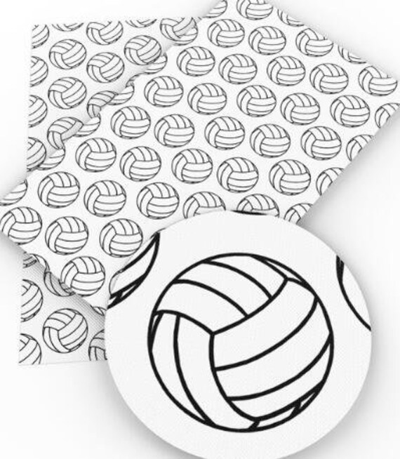 1 Volleyball Print Leatherette Faux Leather Fabric Sheets Etsy