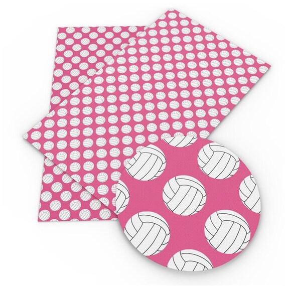 1 Pink Volleyball Print Leatherette Faux Leather Fabric Sheets Etsy