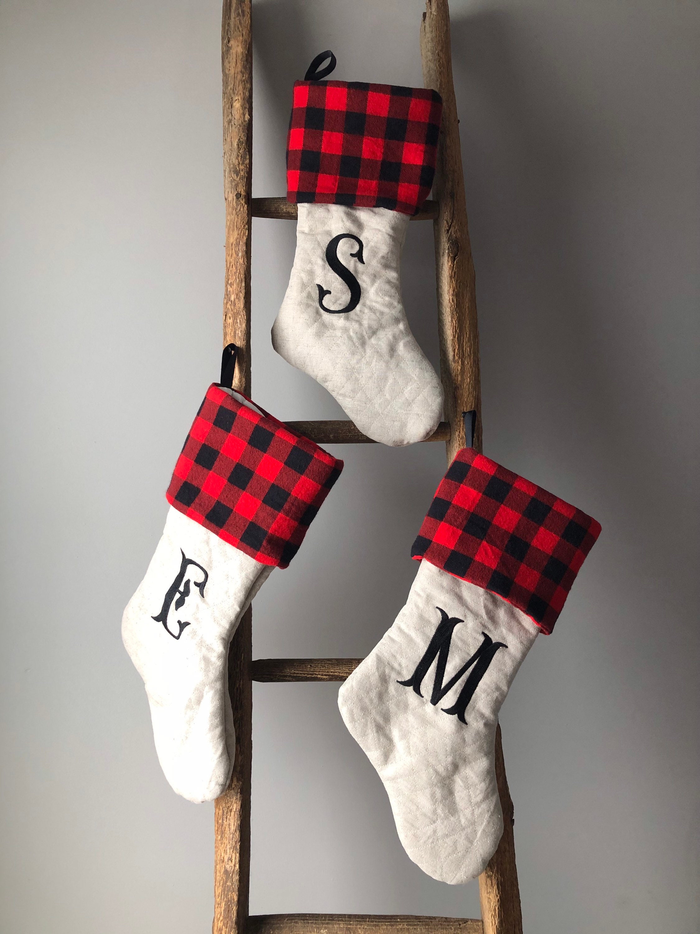Personalized Christmas Stocking Monogram Initial Stocking Etsy