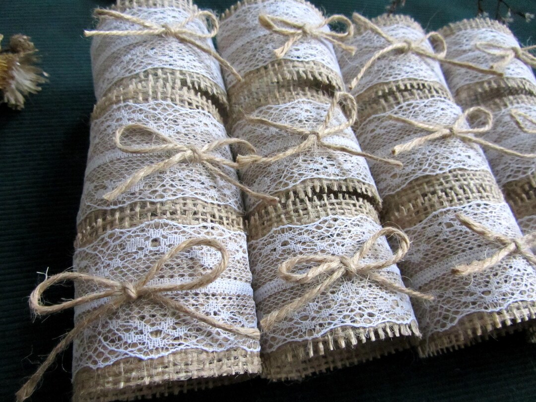 Lace and Burlap Rustic Wedding Napkin Rings, Burlap Napkin Rings ...