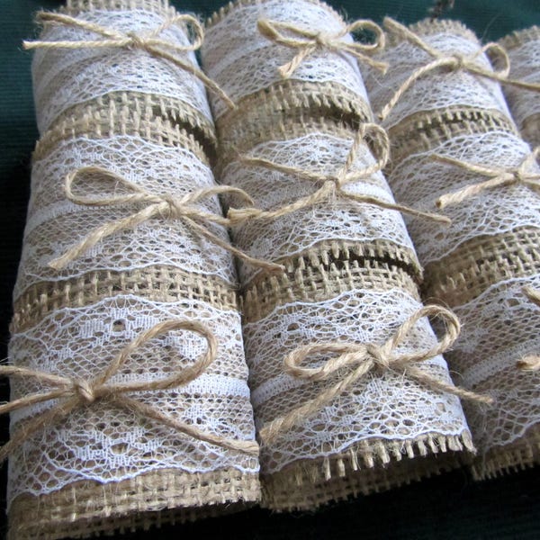 Lace and Burlap Rustic Wedding Napkin Rings, Burlap Napkin Rings, Rustic Wedding Decor, Napkin Rings, Wedding Table, Rustic Wedding, Country