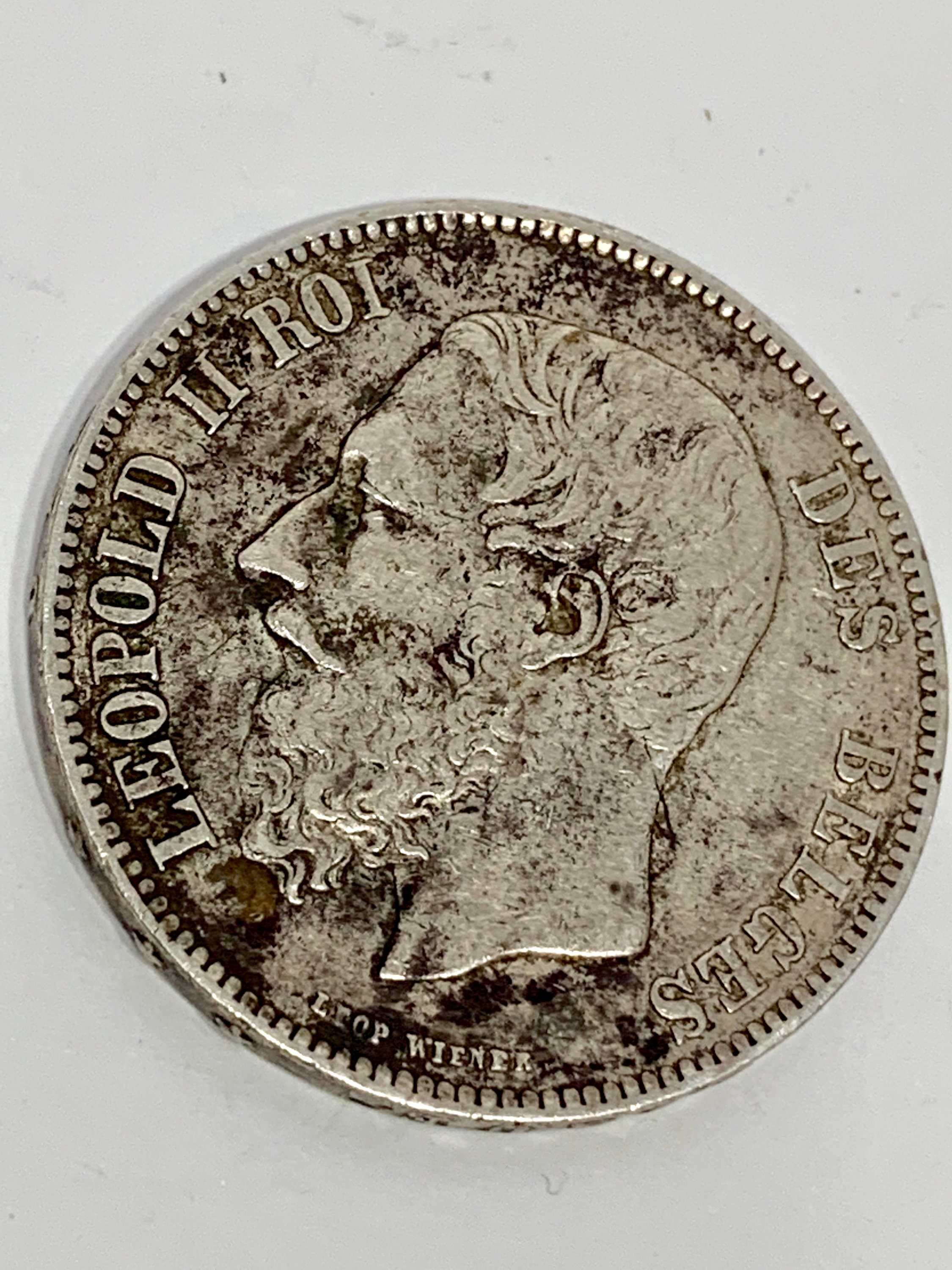 Piece Leopold 2 Roi Des Belges 1873 1873 BELGIUM Antique Silver 5 Francs Coin of King LEOPOLD II - Etsy