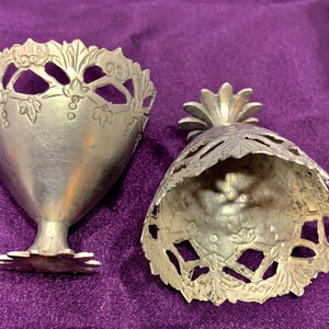 Antique Pierced Silver Egg Cup. Vintage Silver Egg Cup. A pair or Turkish silver egg cups. Footed Egg Cup. Silver Cup