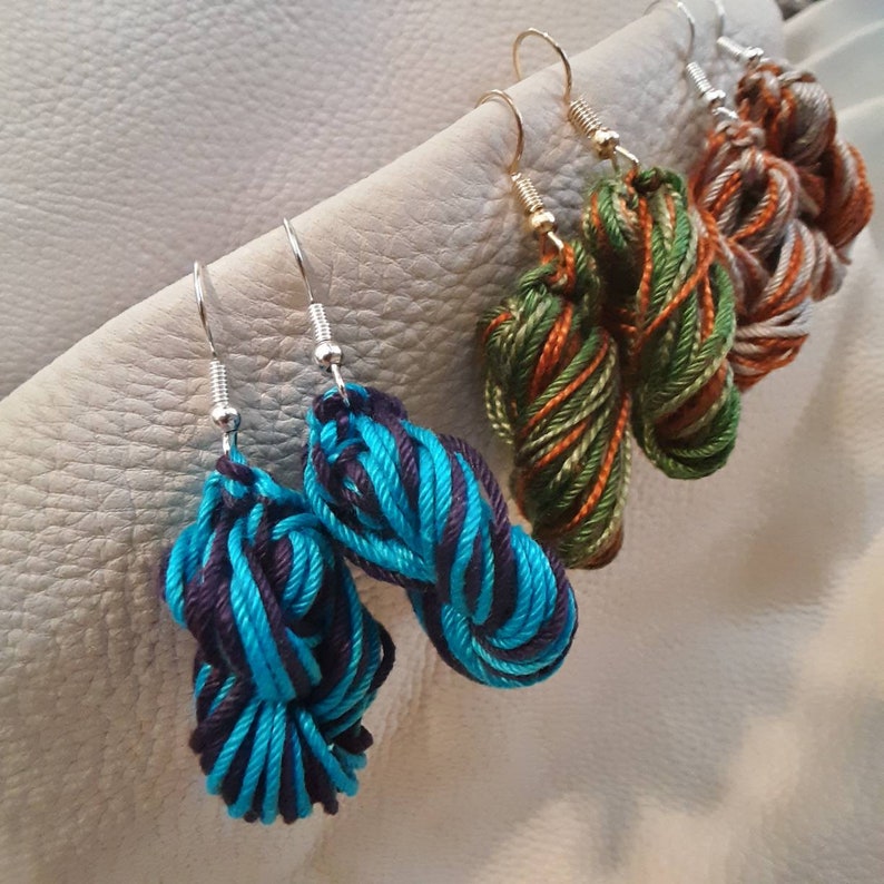 Yarn Hank/Skein Earrings Mermaid Combo