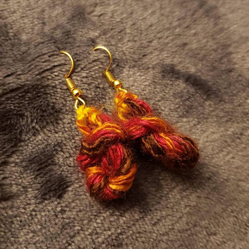 Yarn Hank/Skein Earrings Autumn Leaves