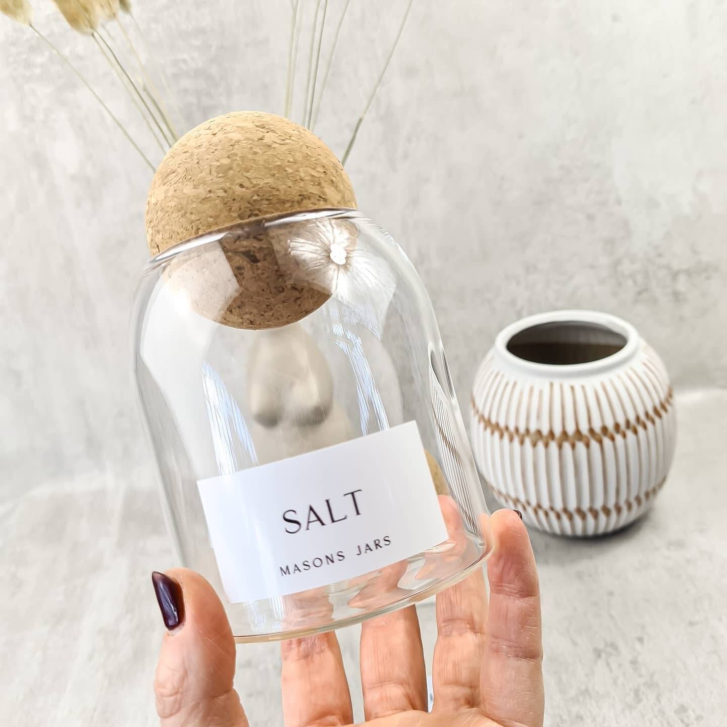 MINI White label collection Glass jar with cork ball lid Etsy