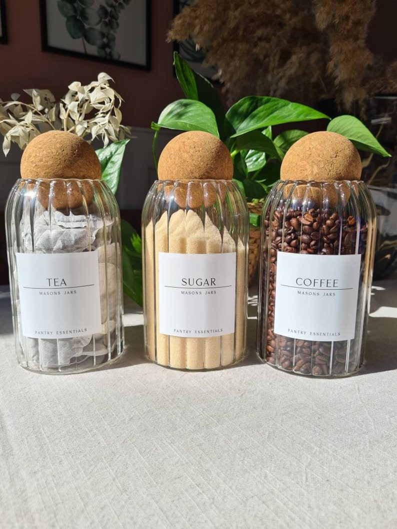 Clear Ridged Glass Containers with Round Cork Lids