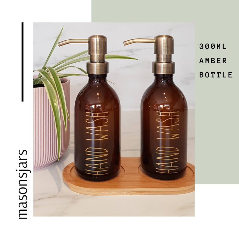 300ml Amber GLASS bottles shampoo conditioner dish soap metal Etsy