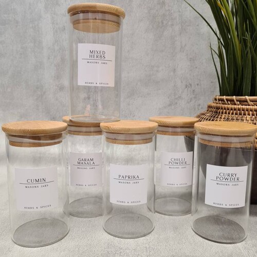 300ml Spice Jars Bamboo Lid Pantry Organisation Etsy UK