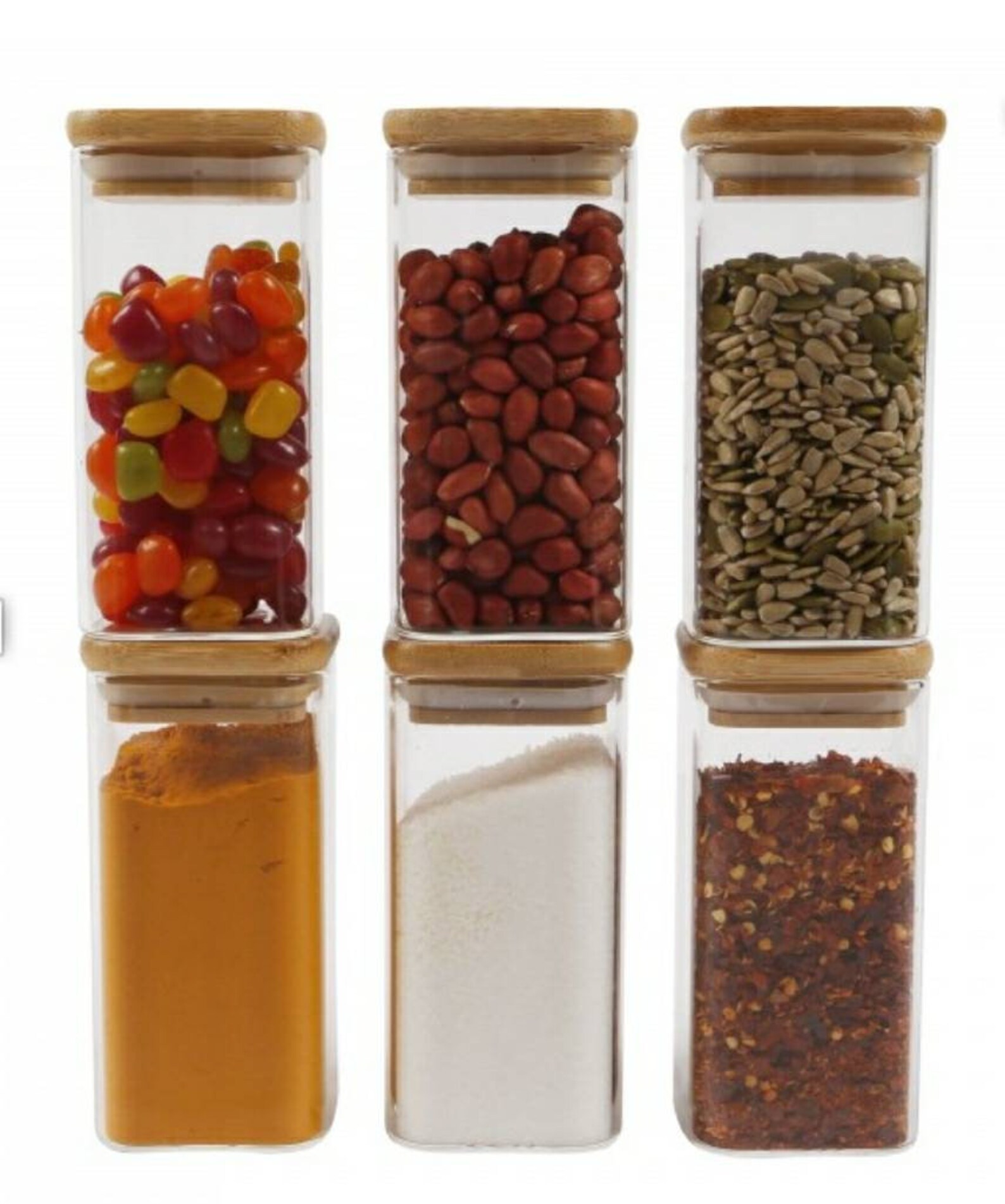 SQUARE Spice jar eco glass jars with bamboo lids pantry goals Etsy