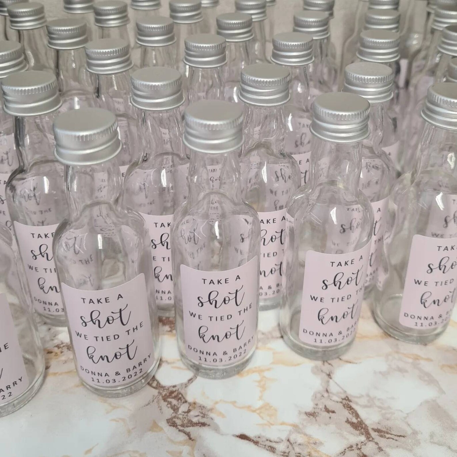 Miniature Glass Bottle Wedding Favours Take a Shot We Tied Etsy UK