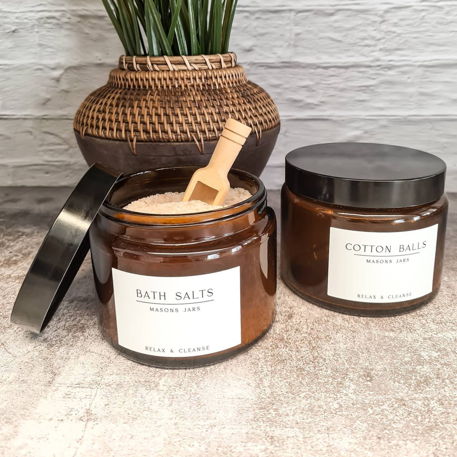 White label collection 500ml amber GLASS jar pot perfect for Etsy