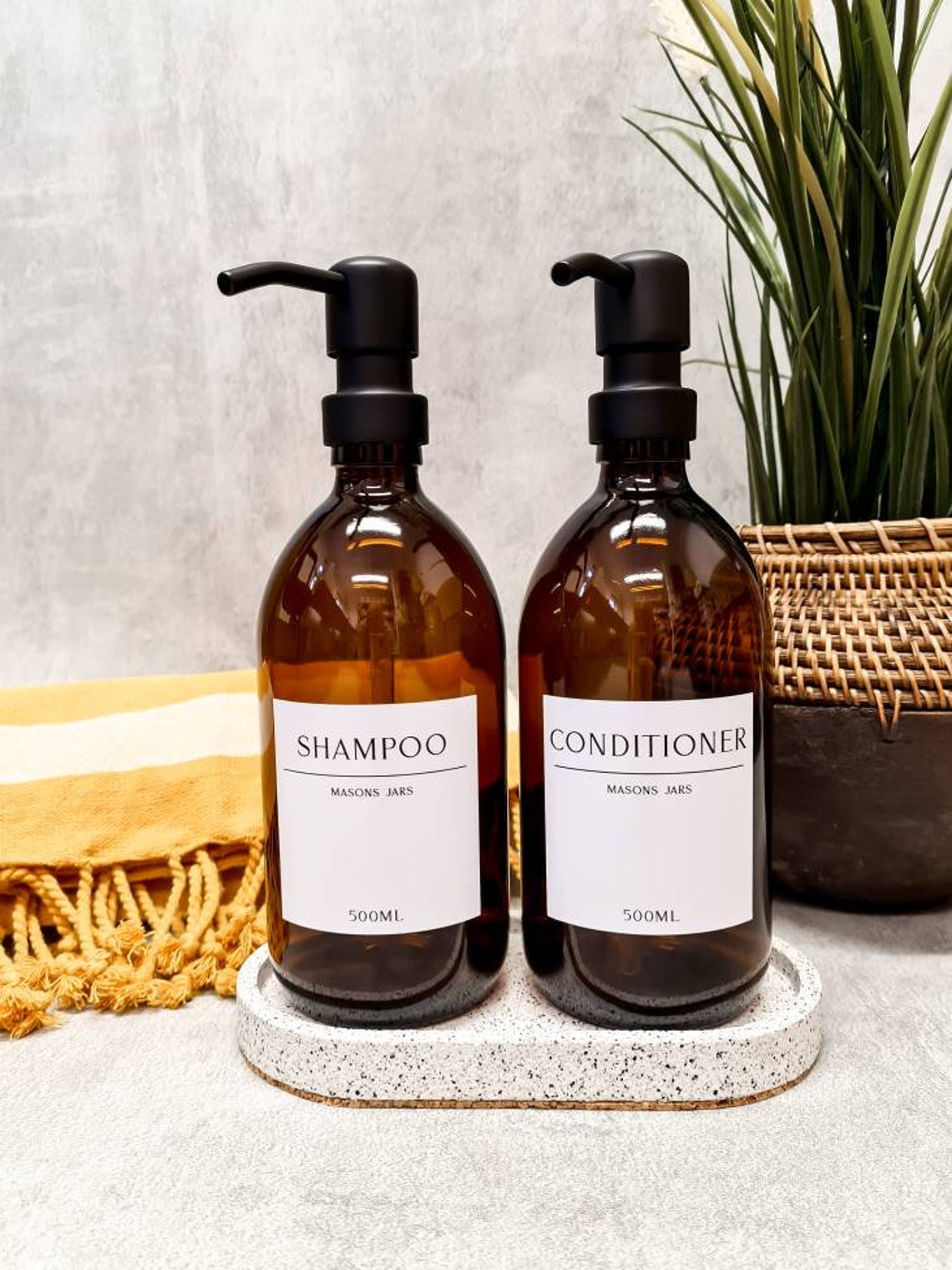 500ml amber GLASS bottle shampoo conditioner body hand wash Etsy