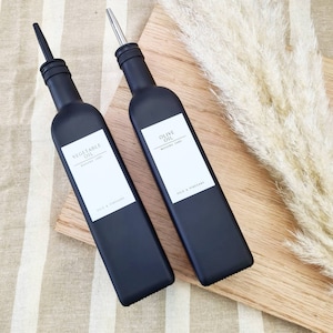 Matte Black Oil Glass Oil Bottle 500ml | Pantry Organisation | White Label Collection | Price per Bottle