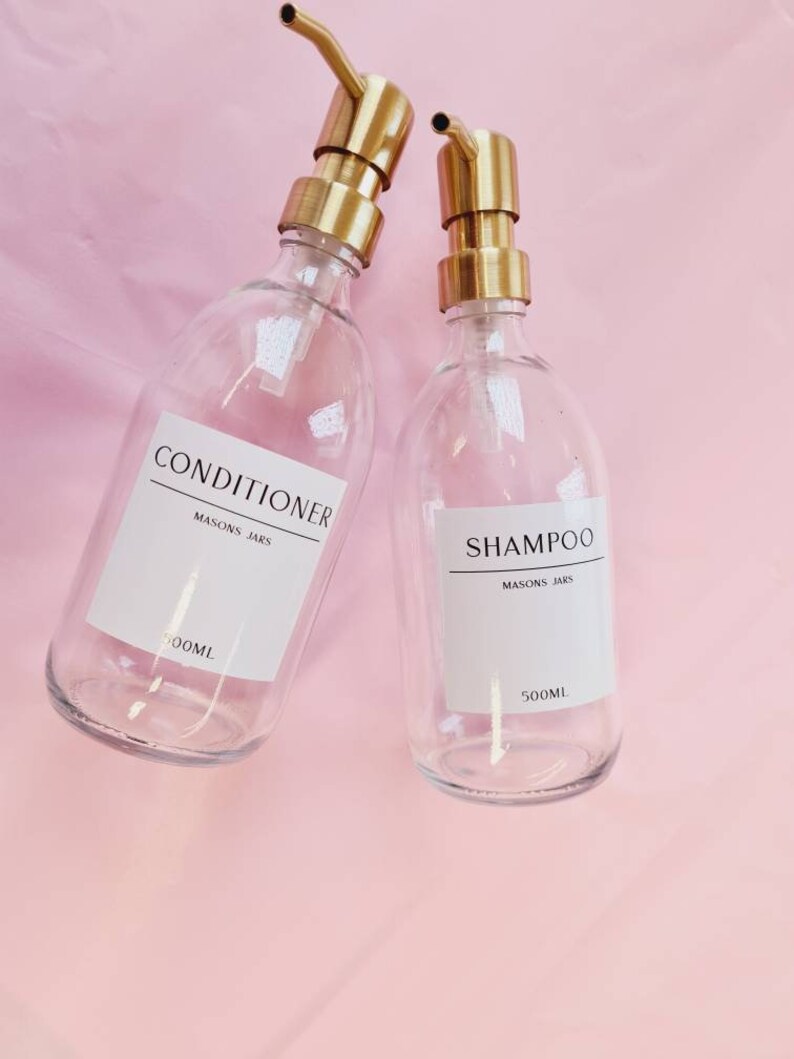 500ml clear GLASS bottle shampoo conditioner body hand wash Etsy
