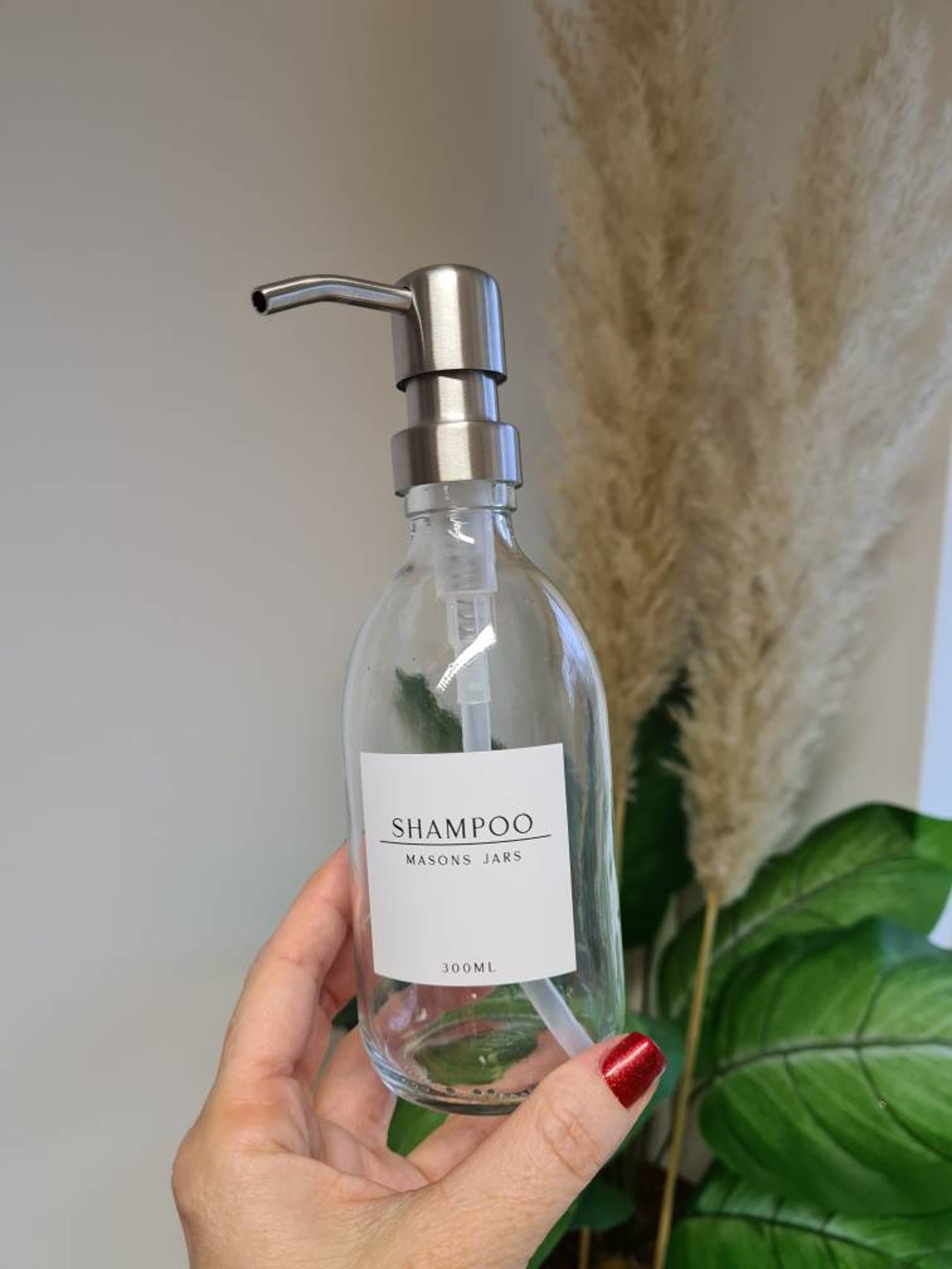 300ml clear GLASS bottle shampoo conditioner body hand wash Etsy