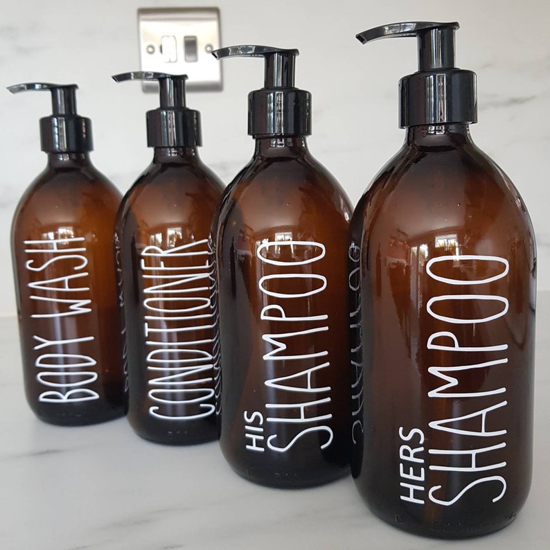 500ml Amber GLASS bottles shampoo conditioner metal pump Etsy