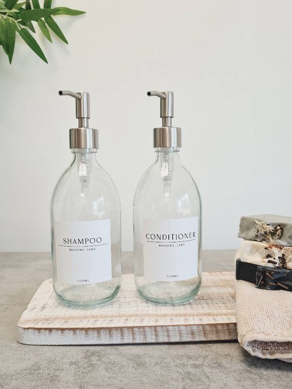 500ml Clear GLASS Bottle Shampoo Conditioner Body Hand Wash Etsy UK