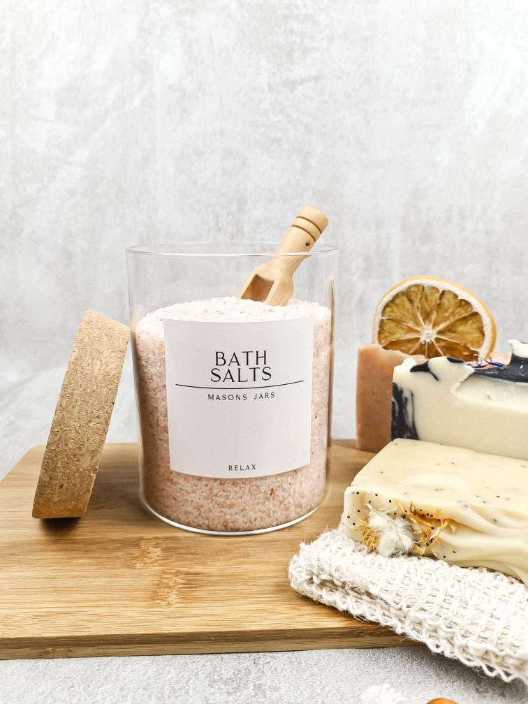 Bath Salts White Label Collection Glass Jar With Cork Lid Bath Etsy UK