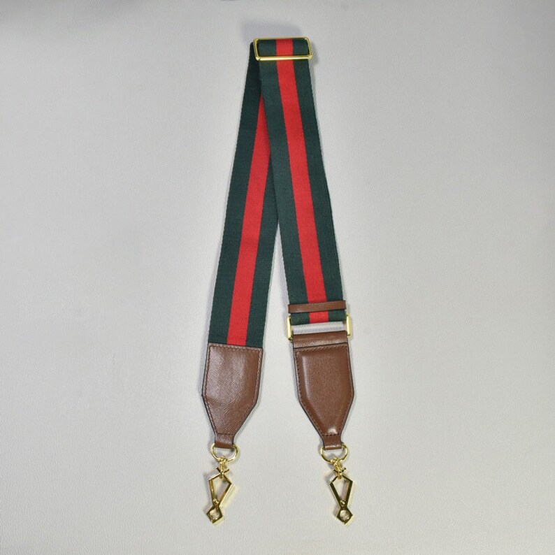 Squiggle Leather Shoulder Strap in Green & Black