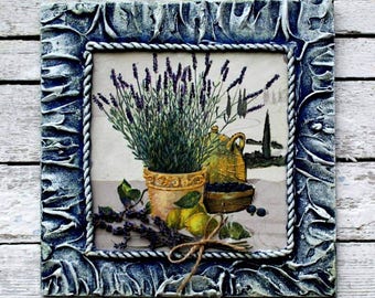 French country decor Kitchen wall art farmhouse Provence Lavende framed Rustic cottage decorations Gift ideas for Mother's day gifts mom