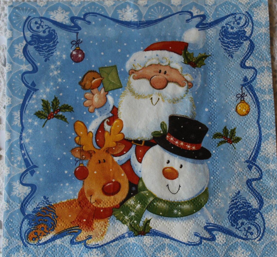 Decoupage Napkin Christmas Decoupage Napkins Beautiful Holiday Etsy