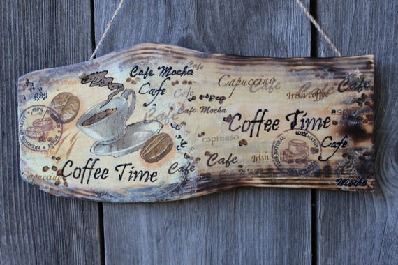 Kitchen Wall Decor Signs For Kitchen Coffee Brown Wood Sign Etsy