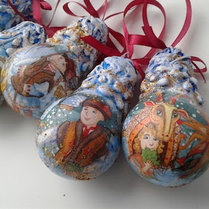 1 ps Upcycled Christmas ornament balls Ukrainian gift Souvenir Folk Ukraine Holiday decoration Tree decor Angel Christmas Personalized bulb