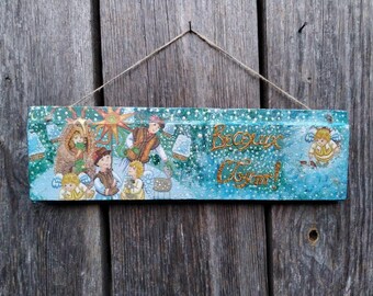 Ukrainische Weihnachtsschmuck Engel Vertep Holzschild Krippenschmuck Ukraine Geschenk Andenken Folk für Oma für Großmutter
