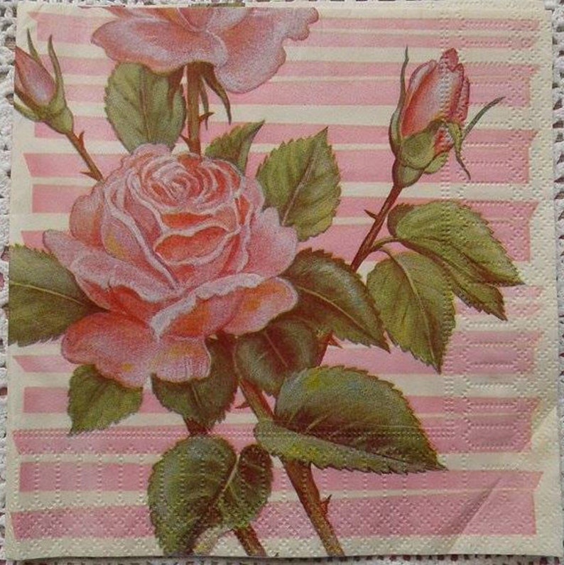 Decoupage napkin flower Rose napkins Servilletas decoupage Etsy