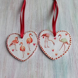 2 Flamingo gifts for girls Pink heart ornament Small gift ideas for women Thank you Personalized flamingo party favors Decorations birthday