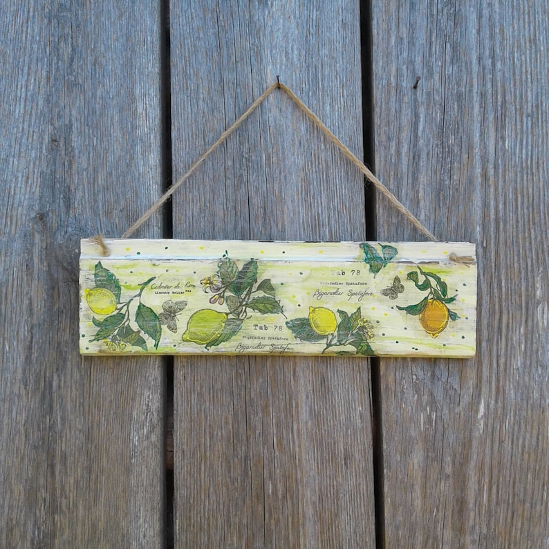 Wood Lemon decor Kitchen wall art Italian home decor Lemons Etsy