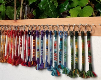 Key ring in mixed wools, textile accessory handmade in France, customizable colors