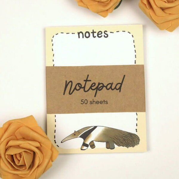 Anteater Notepad Anteater Gift | Stationery Paper Pad 50 Sheets | Wildlife Illustration Memo Pad Bullet Journal Sheets